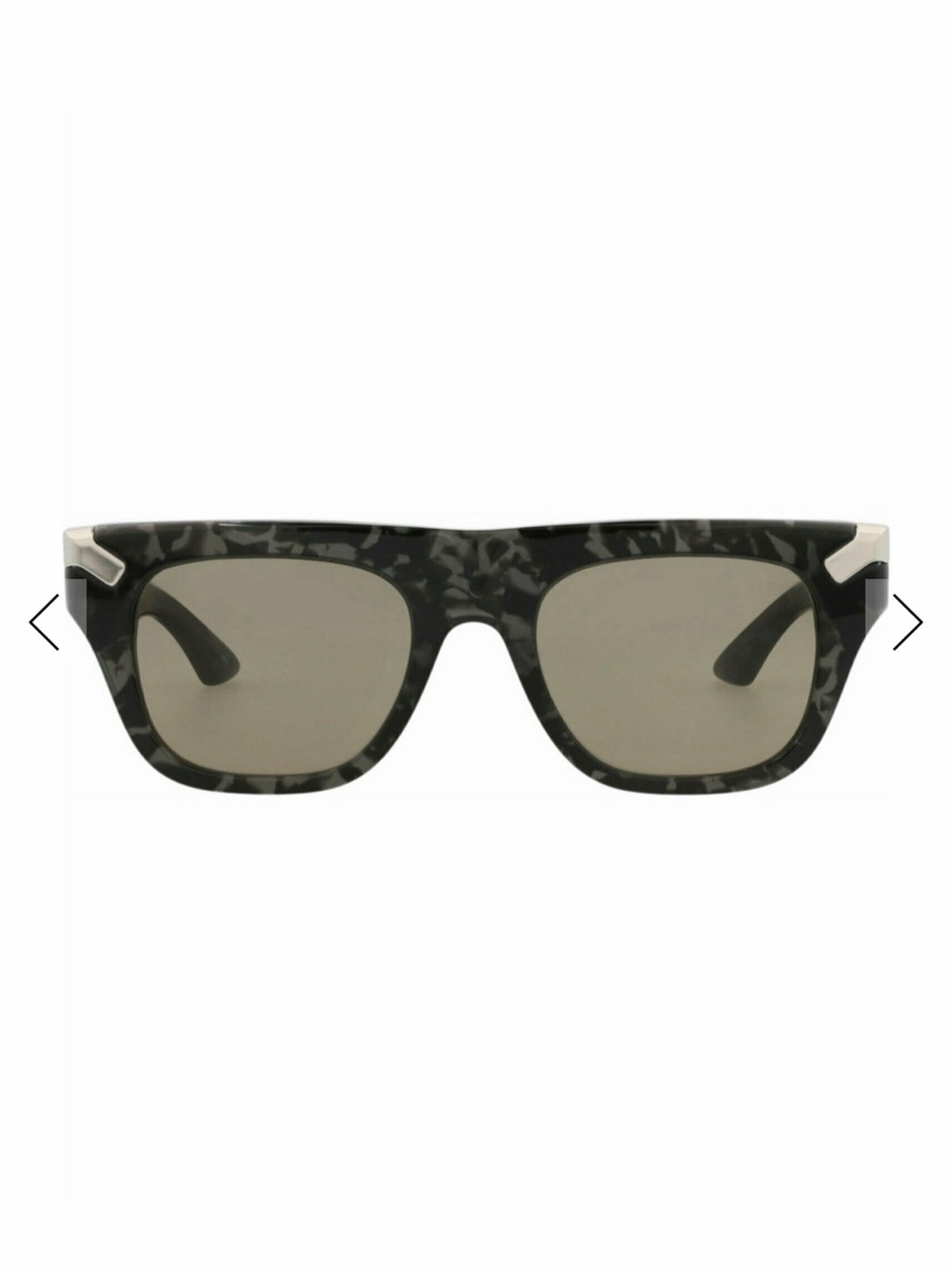 Alexander McQueen Men's Black/Gray Marble Rectangular Sunglasses